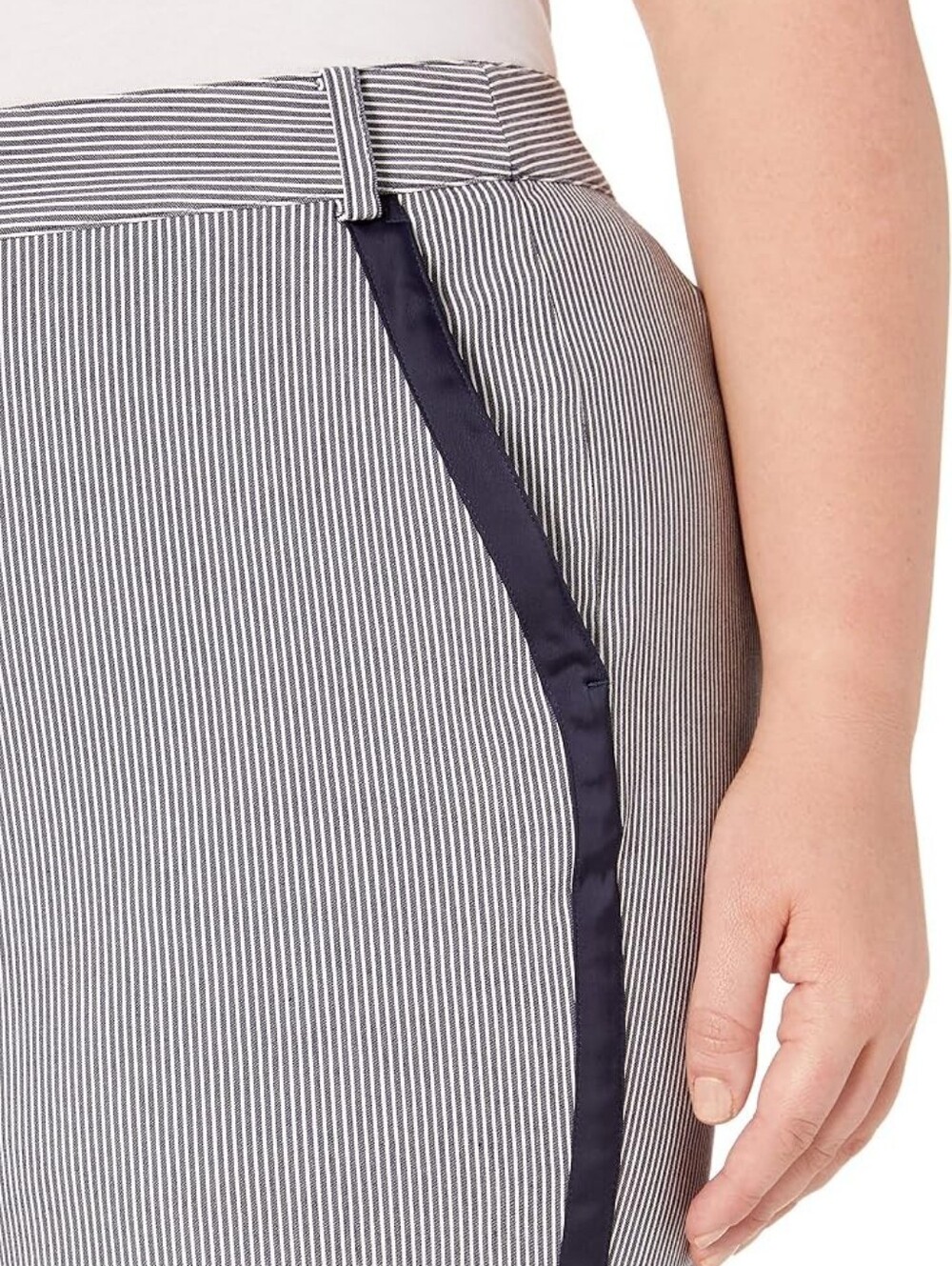 Rachel Rachel Roy Elin Striped Navy Blue White Tailored Capri Pants Plus S18W